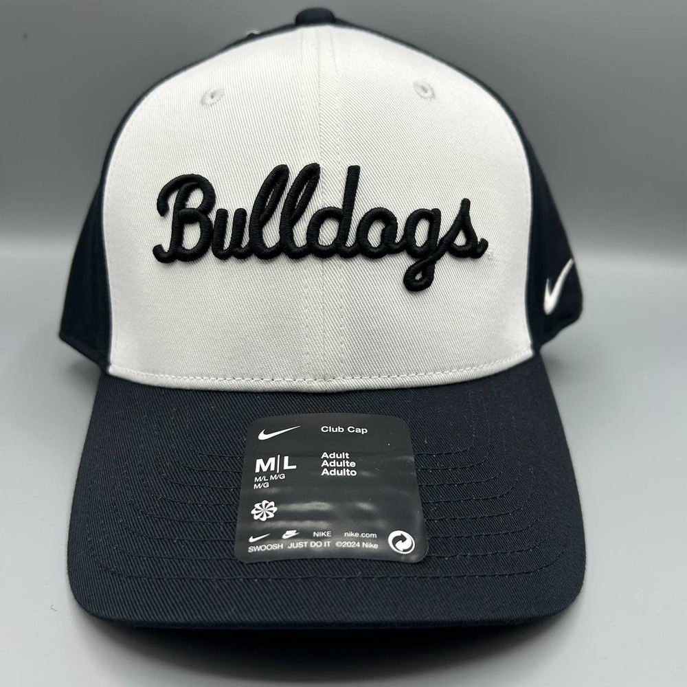 Georgia Bulldogs x Nike Club Hat‎ Men M-L White Black Strap Back Cap Cotton New